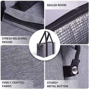 Custom logo Insulated Polyester Beach Cooler <b>Tote</b> <b>Bag</b> for Shopping <b>Travel</b> Picnic with Zipper Delivery Food <b>Bag</b> - Product Image 4