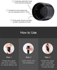 Accessoires de bar personnalisés avec logo, bouchon de bouteille de vin en silicone ABS avec fonction d'aspiration, mini-capsules de champagne, rangement en plastique - Product Image 3