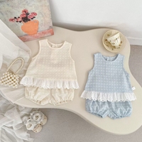 Ensemble d'été pour bébé fille, haut sans manches en dentelle à carreaux, short Bloom, costume 2 pièces, vêtements à la mode pour enfants