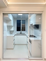 Porte coulissante moderne en verre triple vitrage, en alliage d'aluminium, extrêmement étroite, silencieuse, étanche et résistante à l'humidité, pour chambre et extérieur