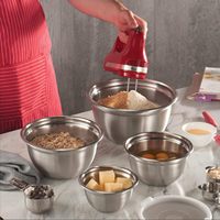Ensemble de bols mélangeurs en acier inoxydable avec couvercles – Essentiels pour la cuisine et la pâtisserie à la maison – Bols à salade en métal – Indispensables pour la maison