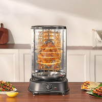 Machine à shawarma électrique verticale TB2022A, four à rôtisserie de poulet de comptoir 360° °   Fonction de minuterie à rotation automatique