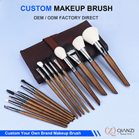 Ensemble de pinceaux de maquillage professionnels avec étui de voyage, manche en bois, pinceaux pour le visage, les yeux, la poudre, le fond de teint, le blush, le contour, pinceaux cosmétiques