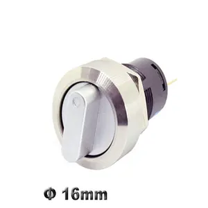 16mm metal döner seçici anahtarı 2 3 pozisyon paslanmaz çelik push button on off mandallama basma düğmesi anahtarı SPDT