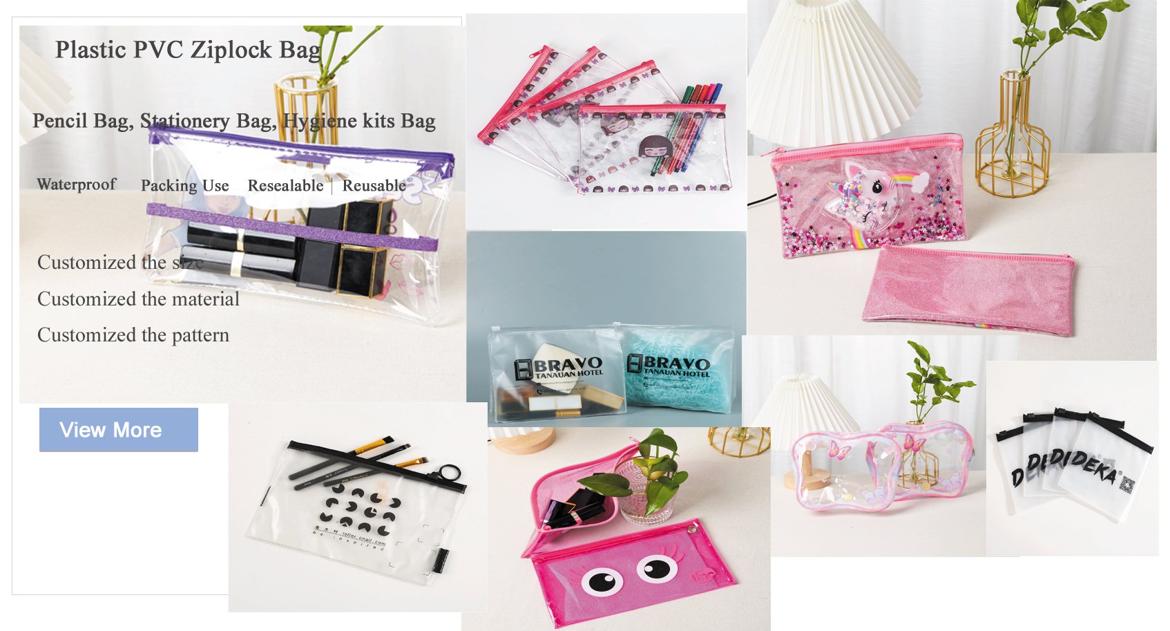 Custom Logo Printing PVC Frosted Swimwear Clothing Zip lockk Plastic Packaging Bag Slider Zipper Pouch