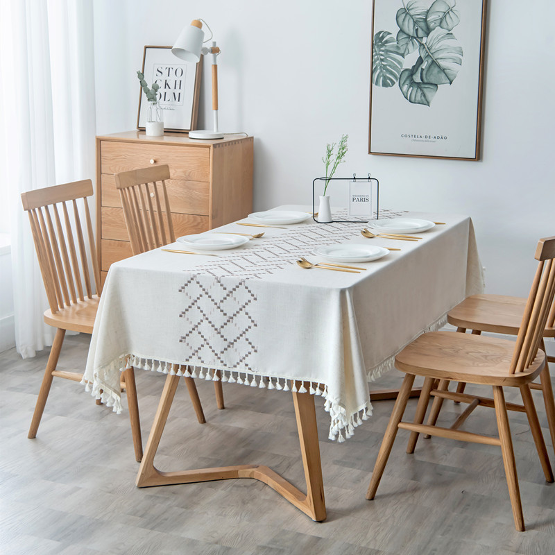 Foglie rotonde verdi ricamate + nappe di cotone