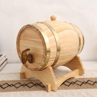 Baril à vin en pin avec robinet et support, baril décoratif en pin massif pour whisky et bière, décoration de bar à domicile