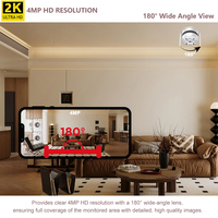 Cámara de Seguridad de Red con Detección de Humo, Audio Bidireccional, Doble Luz, 4MP, Funciona con Batería, de Plástico, para Garaje y Hotel