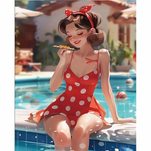 Pool Girl 30X40CM/11.8X15.7in Diamant <span class=keywords><strong>Peinture</strong></span> Diy Diamant Rond 5d Passe-Temps pour Cadeau <span class=keywords><strong>Peinture</strong></span> Suspendue - Product Image 3