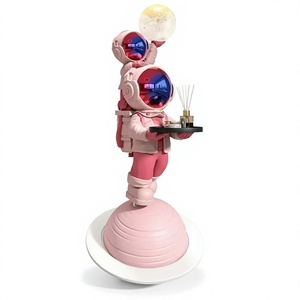 Escultura de Astronauta de Resina Rosa Niulai, Estatua Artística de Pie con Lámpara Lunar y Bandeja para Sala de Estar - Product Image 4