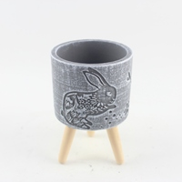 Pot de fleurs personnalisé de haute qualité avec éléments décoratifs en forme de lapin, jardinière en ciment pour plantes de jardin et serre, pot en béton