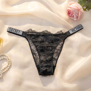 Tanga de Lujo al por Mayor para Dama, Ropa Interior para Mujer, Tanga Sexy de Encaje con Pedrería Inspirada en <span class=keywords><strong>Victoria</strong></span>'s <span class=keywords><strong>Secret</strong></span> y Logotipo de la <span class=keywords><strong>Marca</strong></span> - Product Image 1
