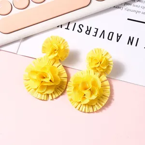 Stylish Bohemian Style Floral Fabric Women's Earrings For Beach Vacations And Everyday Wear Fashion Jewelry