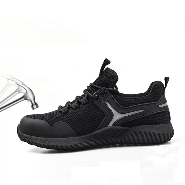 Men's Lightweight Breathable Steel Toe Sneakers Casual Sports Work Shoes with Deodorant and Safety Features Anti-Static