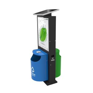 Outdoor Recycling Trash Bin with Solar Power Advertising Light Box