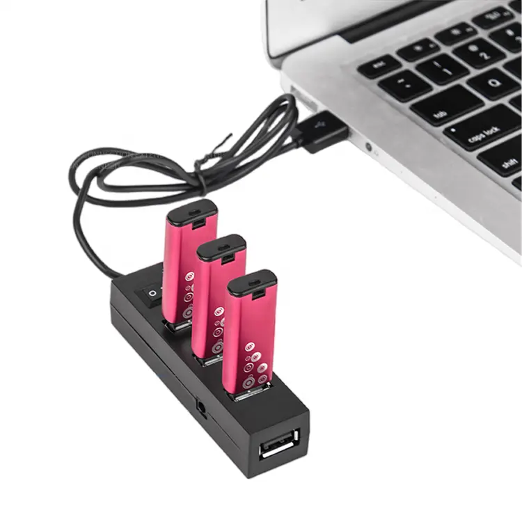 Hub com Switch divisor para PC Macbook USB 2.0 4 portas preto