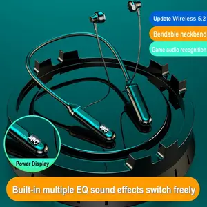 Earbud TWS In ear olahraga, Earphone nirkabel dengan mikrofon kartu TF tampilan LED