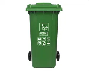 Lixo ao ar livre pode 100 Litros Rodas Reciclagem Waste Container Plastic Dustbin Lixo Bin com Pedal