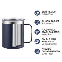 Tasse de camping isolée sous vide à double paroi de 12oz 14oz personnalisée tasse à café isolée gobelet de voyage en acier inoxydable avec poignée