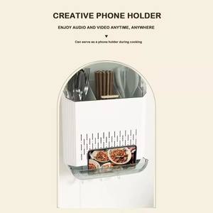 Soporte para cubiertos montado <span class=keywords><strong>en</strong></span> la <span class=keywords><strong>pared</strong></span>, escurridor <span class=keywords><strong>de</strong></span> utensilios transpirable a prueba <span class=keywords><strong>de</strong></span> polvo, caja <span class=keywords><strong>de</strong></span> almacenamiento <span class=keywords><strong>de</strong></span> palillos para ahorrar espacio para cucharas, espátulas, tenedores - Product Image 2