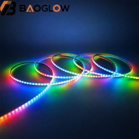 Bande LED COB irisée à trois lignes de 1,25 cm, 160 LED/m, DC5V, 13W/m, 5 mm, PCB en cuivre 35/35 intégré, 1838 SPI IC, lumière RVB flexible