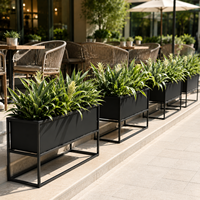 Support de Jardinière Surélevée en Métal Noir Personnalisé, Bac à Fleurs Extérieur, Séparateur pour Café, Patio, Balcon, Restaurant, Terrasse