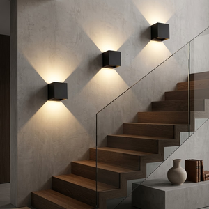 Lampada <span class=keywords><strong>da</strong></span> Parete Cubica a LED Up Down di Semplicità Moderna per Esterni e Interni Decorativa per Camera <span class=keywords><strong>da</strong></span> Letto con Sensore Ricaricabile a Batteria - Product Image 3