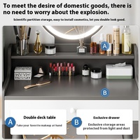 Table de maquillage moderne et minimaliste de style INS pour petite chambre étroite coiffeuse simple d'appartement avec miroir éclairé LED
