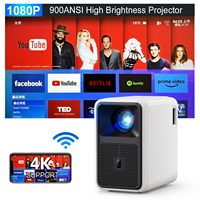 Projecteur LED Android portable CRE CR36 1920*1080P compatible 4K, 750 lumens ANSI, avec WiFi et haut-parleurs 5W*2, 3D, pour home cinéma