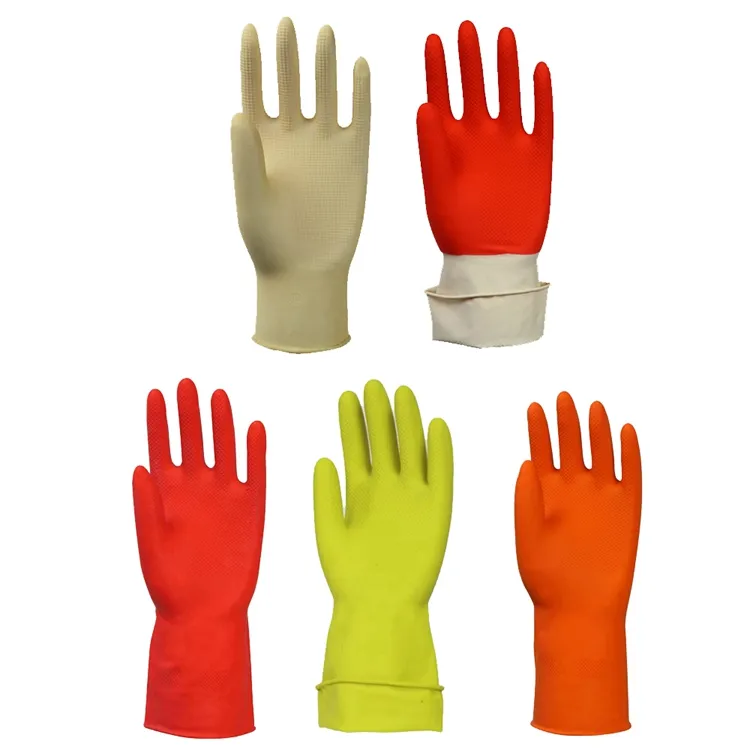 Schwere Wäsche Dip weiche Beschichtung Länge dehnbare Reinigung Haushalt Latex Gummi handschuhe
