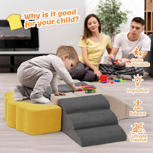 Structure de jeu intérieure en mousse pour bébé, forme géométrique, unisexe, jouet éducatif précoce avec toboggan et marches - Product Image 3