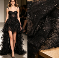Tissu en dentelle brodée de sequins et perles, extensible, léger, jacquard, écologique, pour robes de mariée et de filles - Vente en gros
