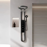 Colonne de douche de luxe en laiton avec jets de massage corporel LED effet cascade et pluie, et éclairage ciel étoilé pour salle de bain domestique