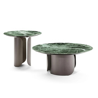 Table basse moderne-Ronde en acier inoxydable avec dessus en marbre bronzé Meubles de salon pour la maison dans un style de