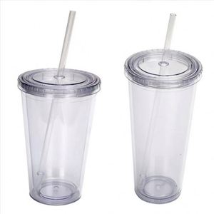 Vaso de Plástico Desechable de Doble Pared, Resistente, para Café Helado, Smoothies, con Tapa y Pajita, Transparente, para Fiestas - Product Image 1