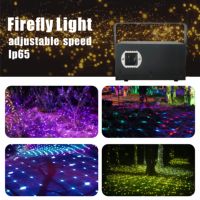Lumière laser Firefly 8W IP65 RGBW DMX512, activée par le son, rotative, à vitesse réglable pour les parcs à thème et les fêtes d'anniversaire