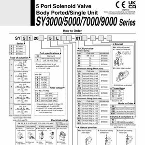SMC純正5ポート電磁弁 SY5320-5DZ-01/5DZD-01-A/5G-01/5H-C6/5LZD-01/5LZD-C6 空圧電磁弁 - Product Image 6