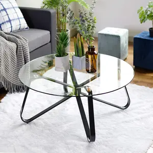 Modern Style High-quality 4 Legs Glass Round Coffee Table For Living Room