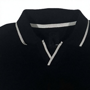 Camisa Negra Personalizada para Hombre, Manga Corta, Cierre de Contraste, Transpirable, de Algodón, Informal, Veraniega, Estilo Urbano, Minimalista - Product Image 3