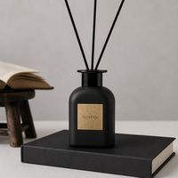 Flacon diffuseur de parfum en verre transparent de luxe 150 ml avec bouchon, conteneur vide pour la décoration intérieure, estampage doré personnalisé