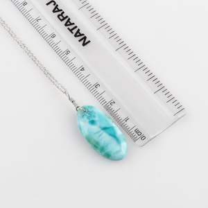 Collar con Colgante de Larimar Natural YASHEE, Forma Ovalada, Piedra Dominicana Auténtica, Cristal Curativo de Chakra, Unisex, para Uso Diario - Product Image 2