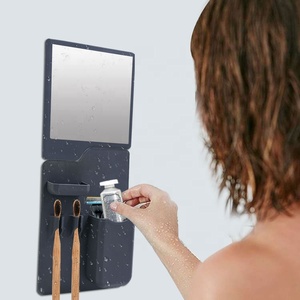 Set di specchietti a mano professionale con Logo personalizzato Design moderno in Silicone specchio per il trucco e porta spazzolino da denti per gli hotel di <span class=keywords><strong>viaggio</strong></span> in ufficio - Product Image 3
