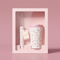 Everich Nouvelle tasse à café isotherme de 14 oz avec mousseur à lait électrique à 3 vitesses, coffret cadeau avec logo personnalisé