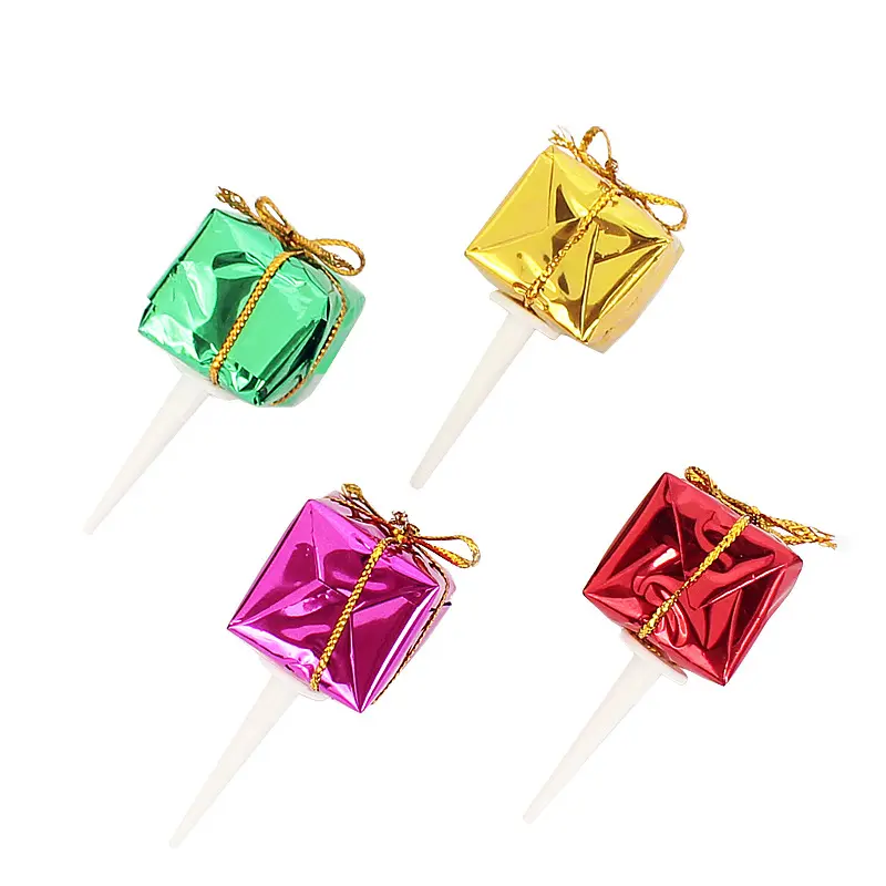 2.5cm cupcake accessories glitter paper gold red green box cake decoration square gift cake topper for party christmas