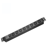 IEC PDU avec interrupteur, unité de distribution d'alimentation en alliage d'aluminium 19 pouces, 220V 10A pour armoire réseau
