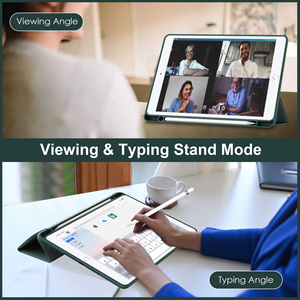 Étui fin pour <span class=keywords><strong>iPad</strong></span> 9,7 pouces 2025, TPU ultra transparent + dos en acrylique, revêtement avant doux au toucher, fonction de réveil/veille magnétique, emplacement pour stylet JUNCHI - Product Image 2