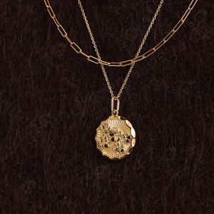 Gemnel lujo precio competitivo 18K oro moneda grabado flor colgante collar - Product Image 4
