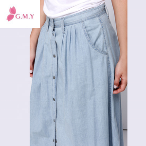 Fantastica Gonna Lunga in Denim a Vita Alta e Svasata, Motivo Uniforme, Casual con Bottoni, Traspirante, Taglie Forti per Adulti, Vendita all'Ingrosso - Product Image 4