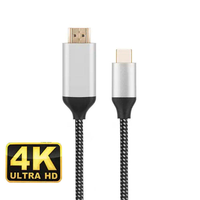 Connecteur plaqué or OEM/ODM, câble Type-C vers HDMI de 1,8 m, prend en charge la vidéo 4K, câble USB