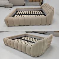 Lit Bulle de Luxe en Tissu Italien, Taille King, Style Moderne Minimaliste, Cadre Métallique, Lit Bulle Contemporain et Confortable